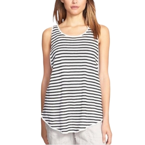 Eileen Fisher striped linen blend tank top - Picture 1 of 9